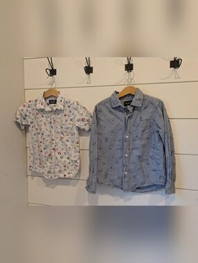 2 Children's Place Science Themed Button Down Shirts, size 5